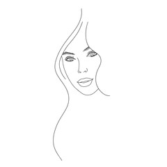 Line art abstract beautiful female face 2