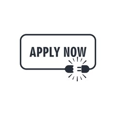 Apply now button. Click  business concept. Vector icon isolated on white background.  