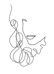 Line art abstract beautiful female face 20