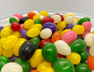 Bowl of colorful jelly beans for Easter