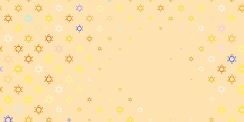 Light blue, yellow vector pattern with coronavirus elements.
