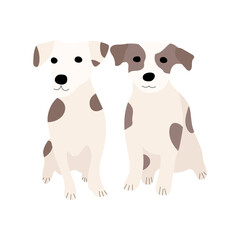 Cute dogs Jack Russell Terrier. Funny couple animals . Vector hand drawn illustration. Perfect for creating cards, posters, labels, T-shirts, banners, stickers, web design and veterinary blog. 