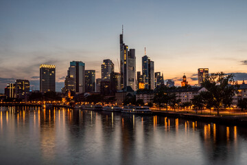 Fototapeta na wymiar Skyline at sunset, Frankfurt, Germany