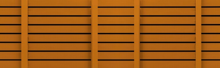 Panorama of New brown vintage wood slat fence pattern and background seamless