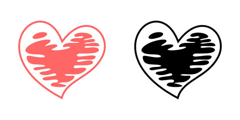 Pink and Black Heart valentine icon design