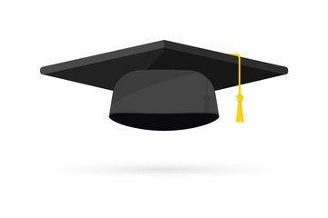 Graduation cap. Black hat of university graduate, Template Design Elements . Graduation Logo. Element for degree ceremony and educational programs. Graduation university or college