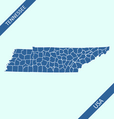 County map of Tennessee USA