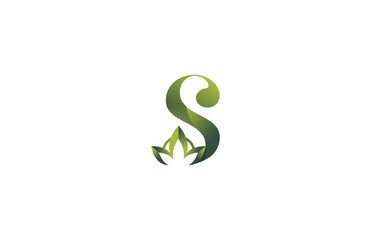 lettering green floral modern logotype letter S