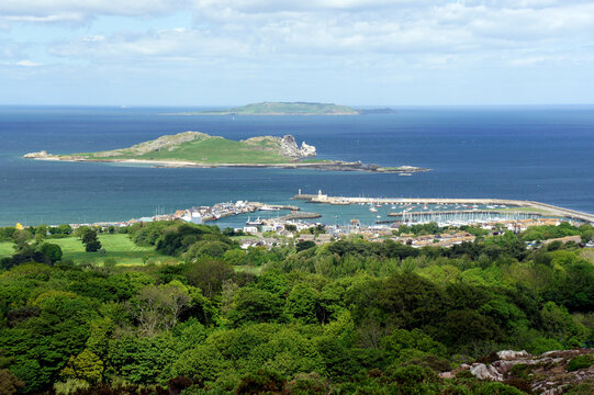 View of the fishing port and marina of the Howth Peninsula.