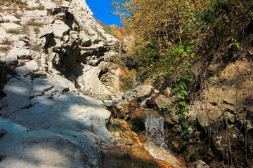 Beautiful waterfall in the forest. Azerbaijan.