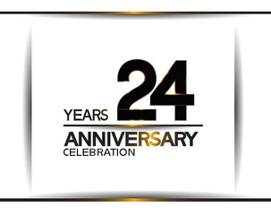 24 years anniversary black color simple design isolated on white background can be use for celebration, party, birthday and special moment