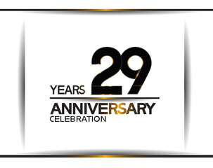 29 years anniversary black color simple design isolated on white background can be use for celebration, party, birthday and special moment