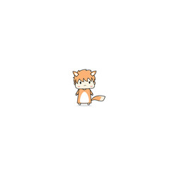 cute character chef simple chibi vector illustration fox