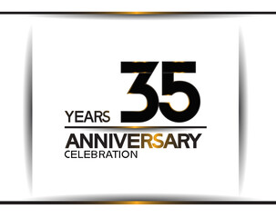 35 years anniversary black color simple design isolated on white background can be use for celebration, party, birthday and special moment