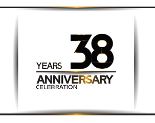 38 years anniversary black color simple design isolated on white background can be use for celebration, party, birthday and special moment