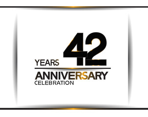 42 years anniversary black color simple design isolated on white background can be use for celebration, party, birthday and special moment
