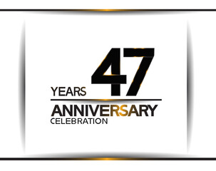 47 years anniversary black color simple design isolated on white background can be use for celebration, party, birthday and special moment
