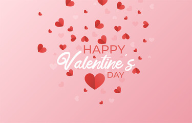 Happy Valentine's day typography banner background with Heart shape pattern vector illustration.