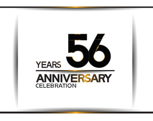 56 years anniversary black color simple design isolated on white background can be use for celebration, party, birthday and special moment