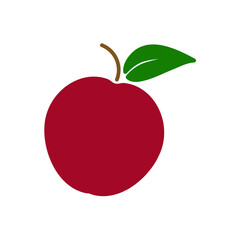 Apple flat vector outline illustration in minimalistic style on white background