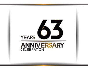 63 years anniversary black color simple design isolated on white background can be use for celebration, party, birthday and special moment