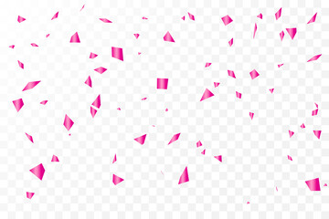 Valentines Background With Many Falling Pink Confetti. Celebration Decoration. Concept. Vector