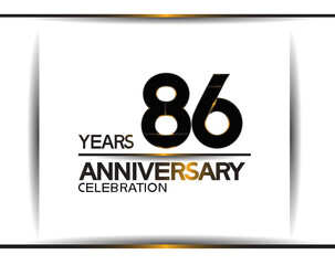 86 years anniversary black color simple design isolated on white background can be use for celebration, party, birthday and special moment