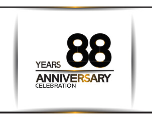 88 years anniversary black color simple design isolated on white background can be use for celebration, party, birthday and special moment