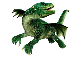 3D Rendering Fairy Tale Dragon on White