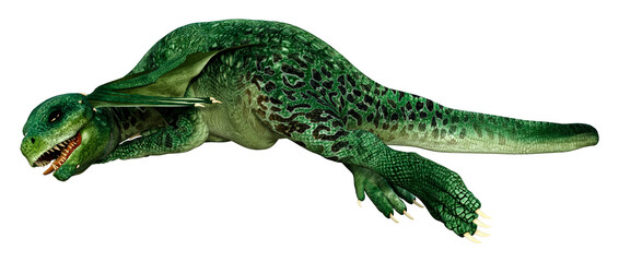 3D Rendering Fairy Tale Dragon on White