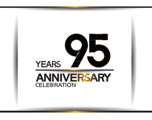 95 years anniversary black color simple design isolated on white background can be use for celebration, party, birthday and special moment