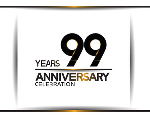 99 years anniversary black color simple design isolated on white background can be use for celebration, party, birthday and special moment