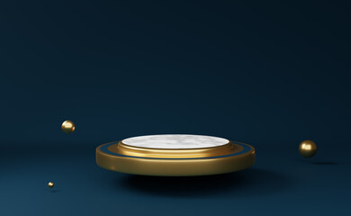 marble podium empty with geometric shapes in Gray composition for modern stage display and minimalist mockup ,abstract showcase background ,Concept 3d illustration or 3d render