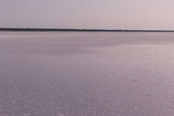 Beautiful landscape on a salty pink lake