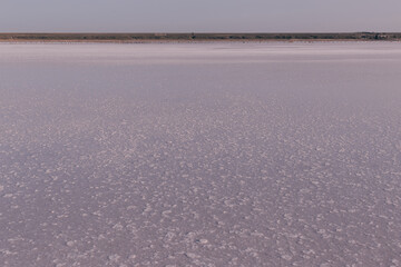 Beautiful landscape on a salty pink lake