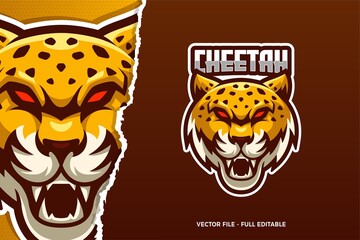 Red Eye Cheetah E-sport Logo Template