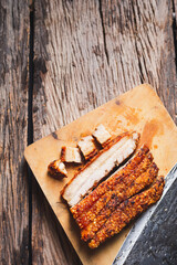Roast Pork Belly on wooden