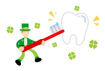 leprechaun shamrock celtic and dental care cartoon doodle flat design style vector illustration
