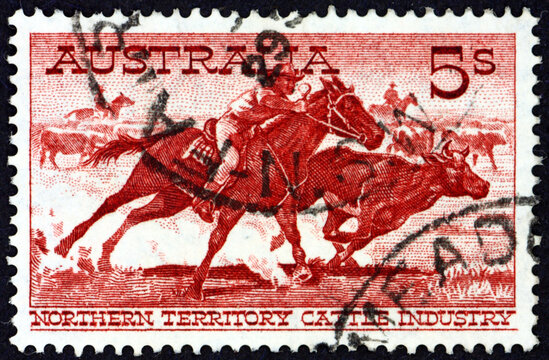 Postage stamp Australia 1961 aboriginal stockman