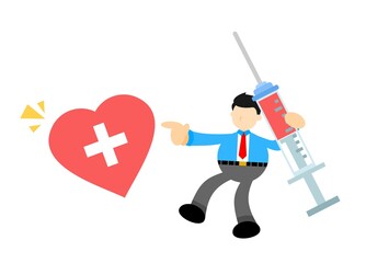 businessman worker and drug health medic industry cartoon doodle flat design style vector illustration