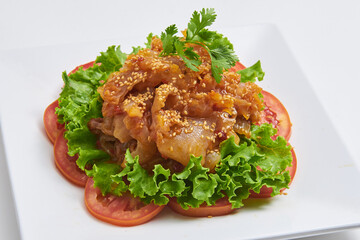 Jellyfish in sesame oil served on a popular dish in Thailand