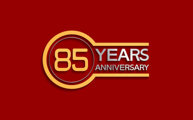 Obraz premium 85 years anniversary golden and silver color with circle isolated on red background can be use for special moment, celebration, invitation and greeting card