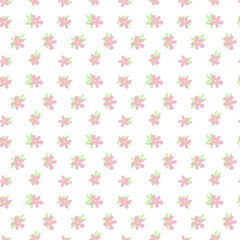 Vector seamless floral pattern with simple pink flowers for textile, decor, wrapping paper