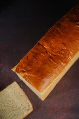 Fresh homemade white sandwich bread, selective focus