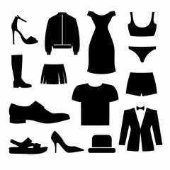 Clothes and shoes, vector icons for websites and printing.