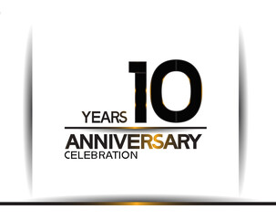 10 years anniversary black color simple design isolated on white background can be use for celebration, party, birthday and special moment