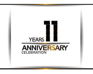 11 years anniversary black color simple design isolated on white background can be use for celebration, party, birthday and special moment