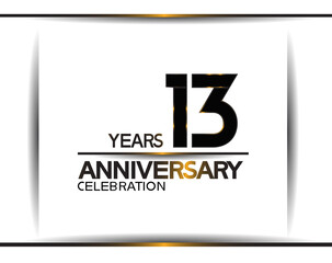 13 years anniversary black color simple design isolated on white background can be use for celebration, party, birthday and special moment