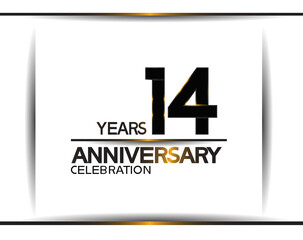 14 years anniversary black color simple design isolated on white background can be use for celebration, party, birthday and special moment