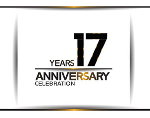 17 years anniversary black color simple design isolated on white background can be use for celebration, party, birthday and special moment